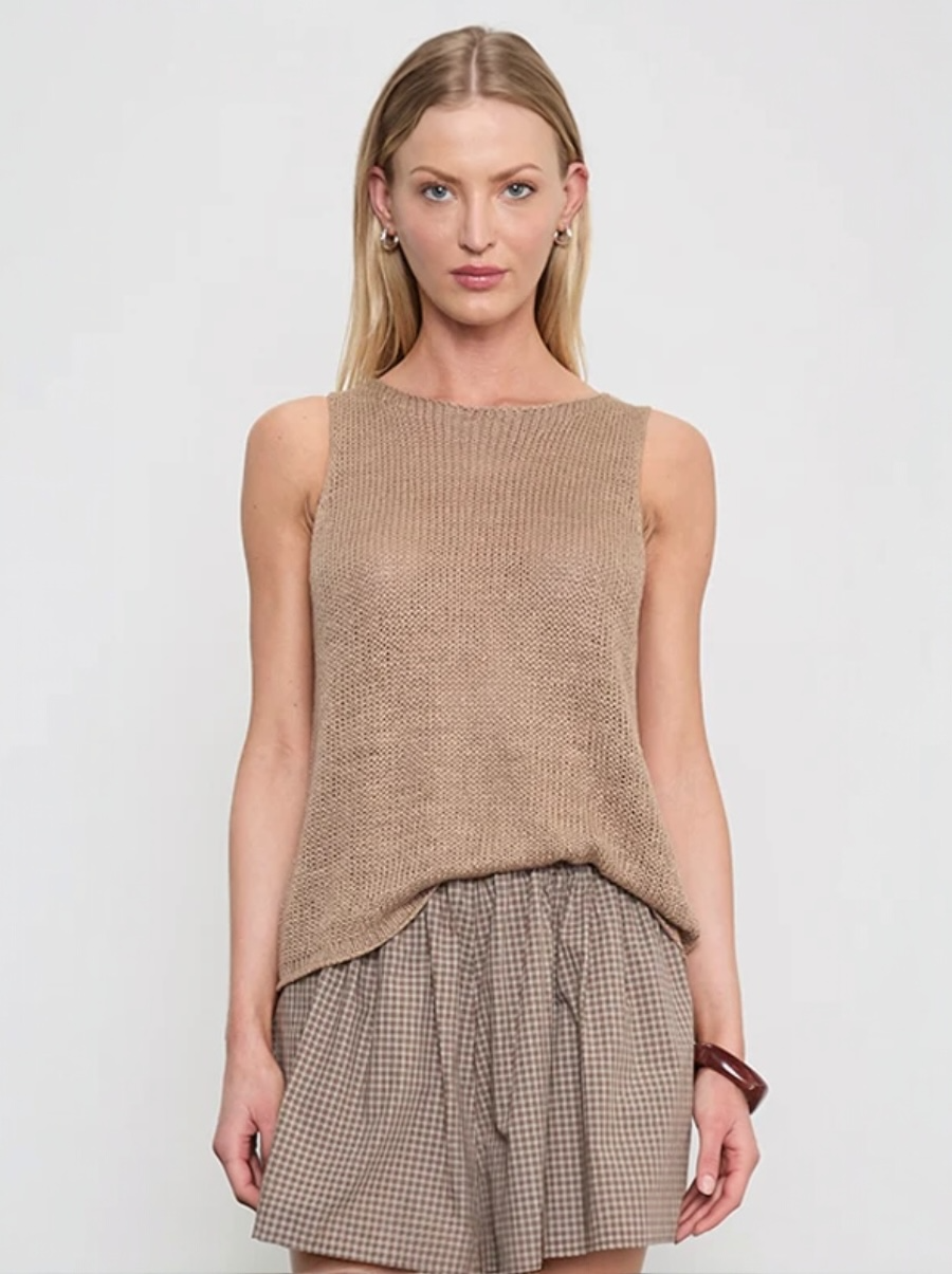Enza Costa Linen Open Knit Tank