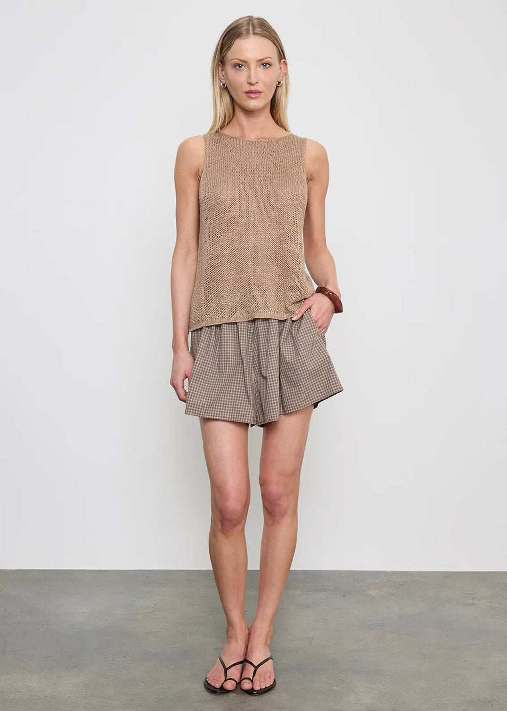 Enza Costa Linen Open Knit Tank