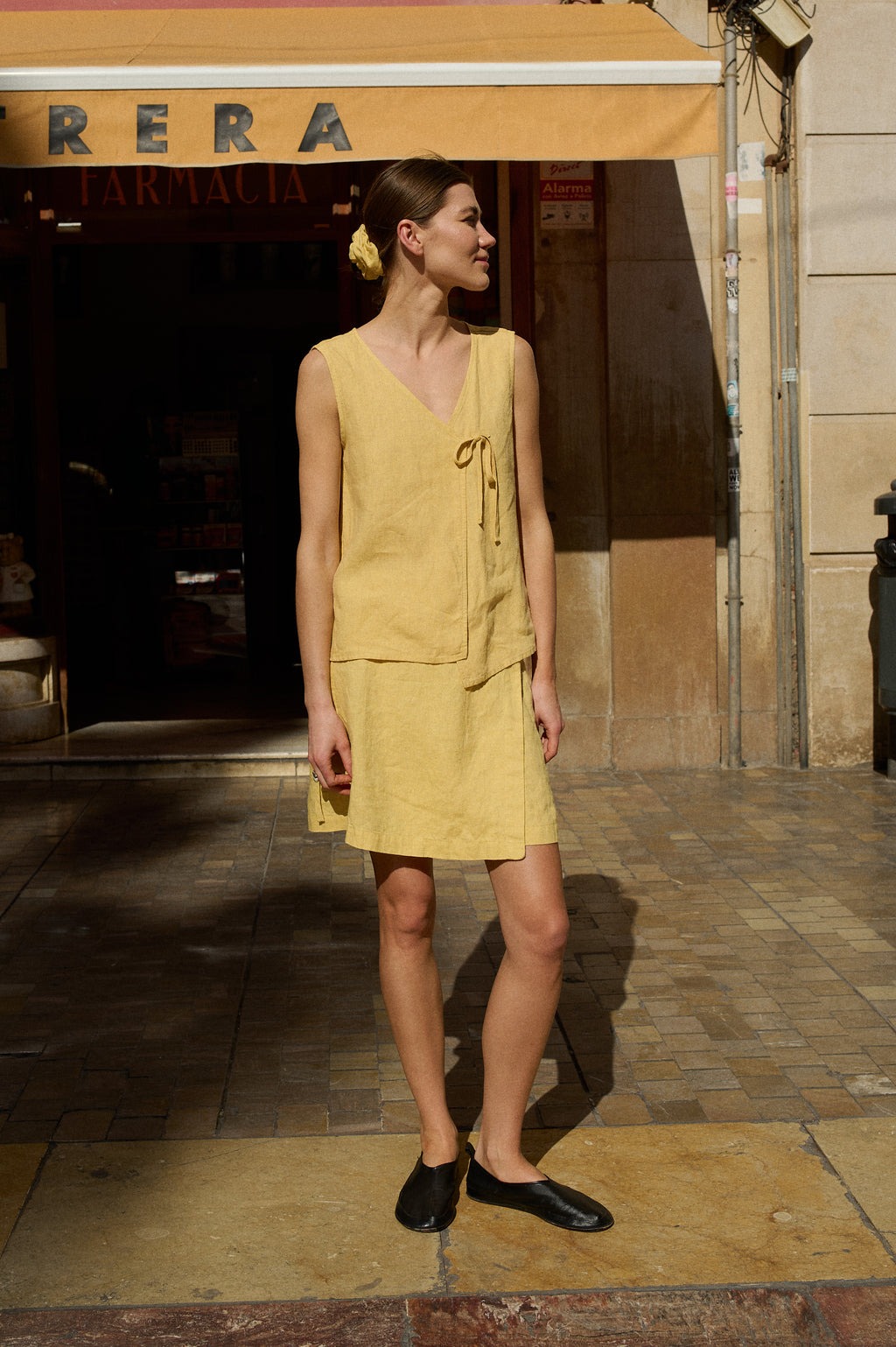 Linenfox Jess Linen Tie Top - Butter