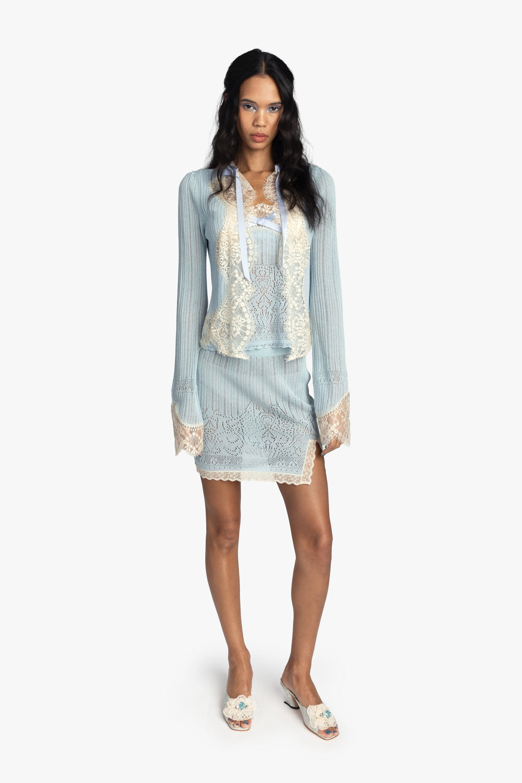 Anna Sui Lingerie Lace Knits Mini Skirt