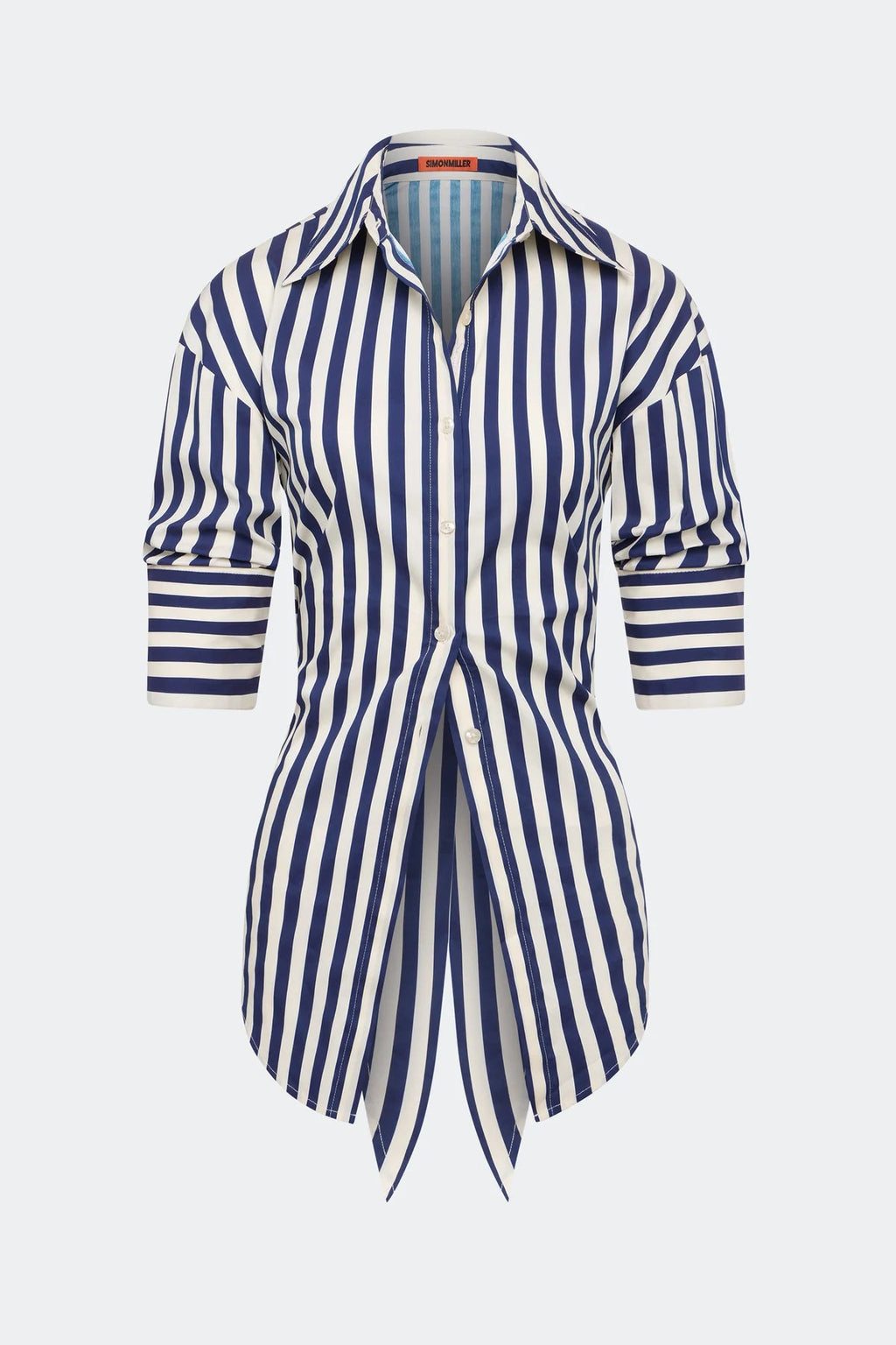 Simon Miller Loch Poplin Button Up Shirt - Navy-Cream