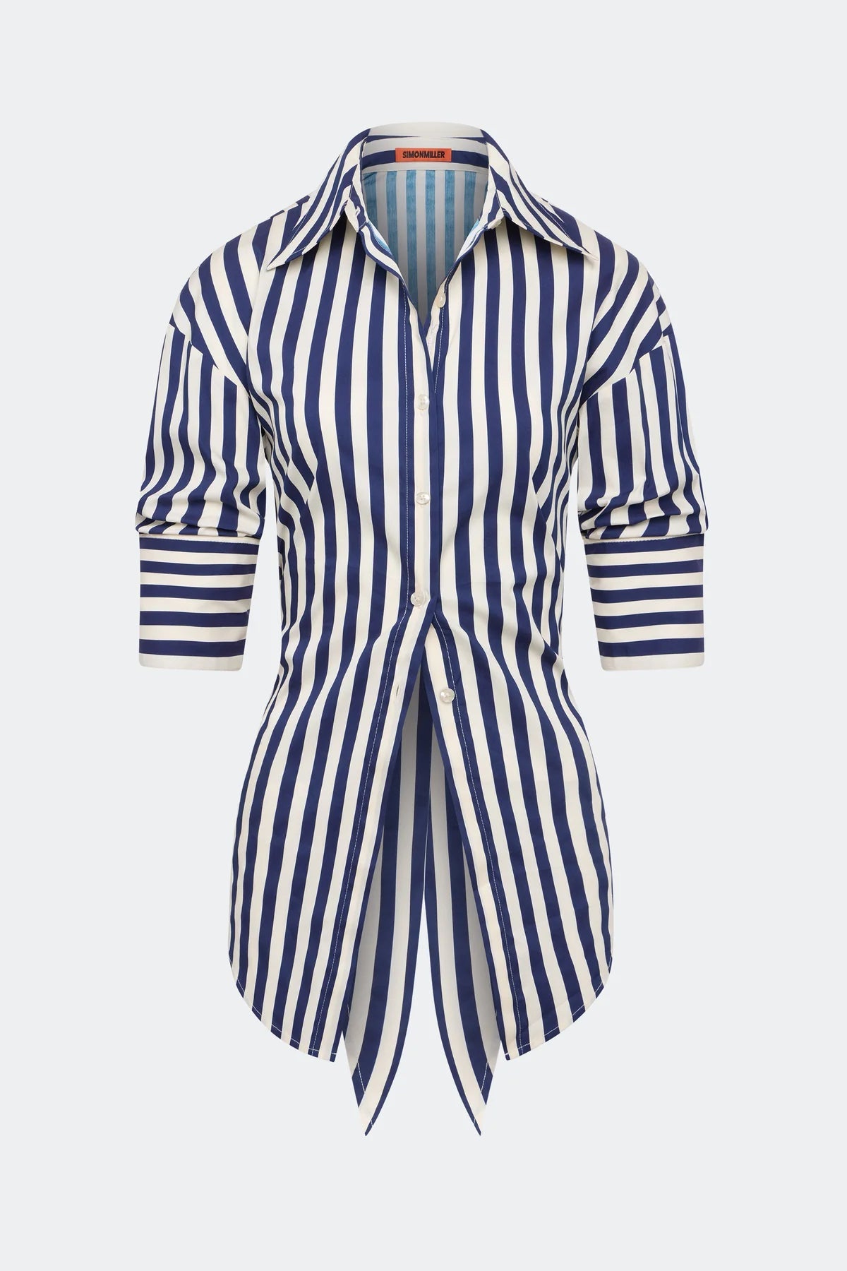 Simon Miller Loch Poplin Button Up Shirt - Navy-Cream