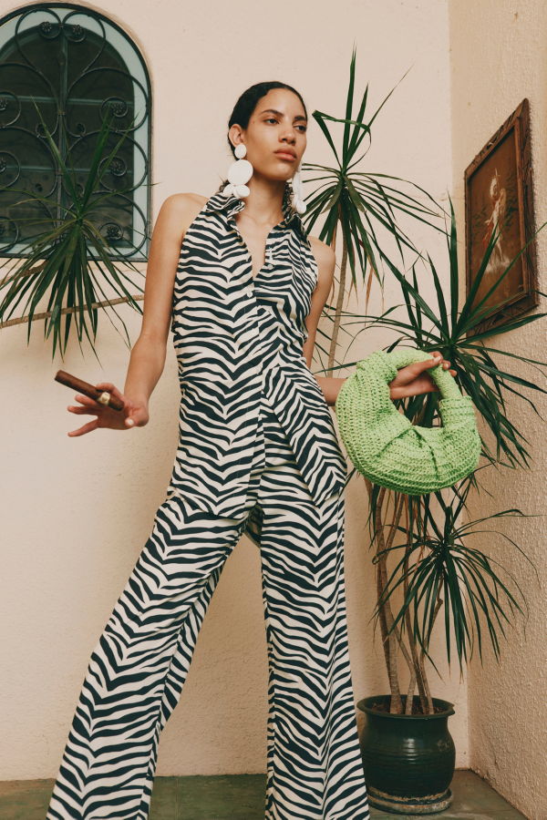 Simon Miller Loch Sleeveless Poplin Button Up - Zebra Print