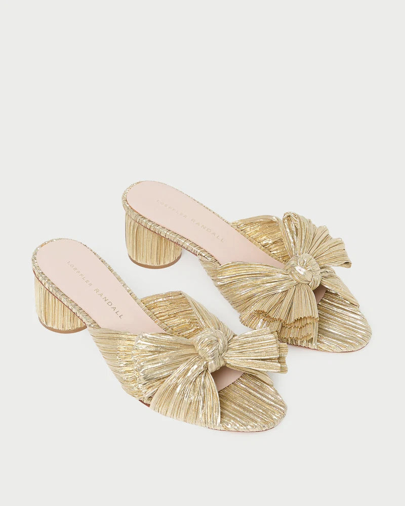 Loeffler Randall Emilia Pleated Knot Mule - Gold