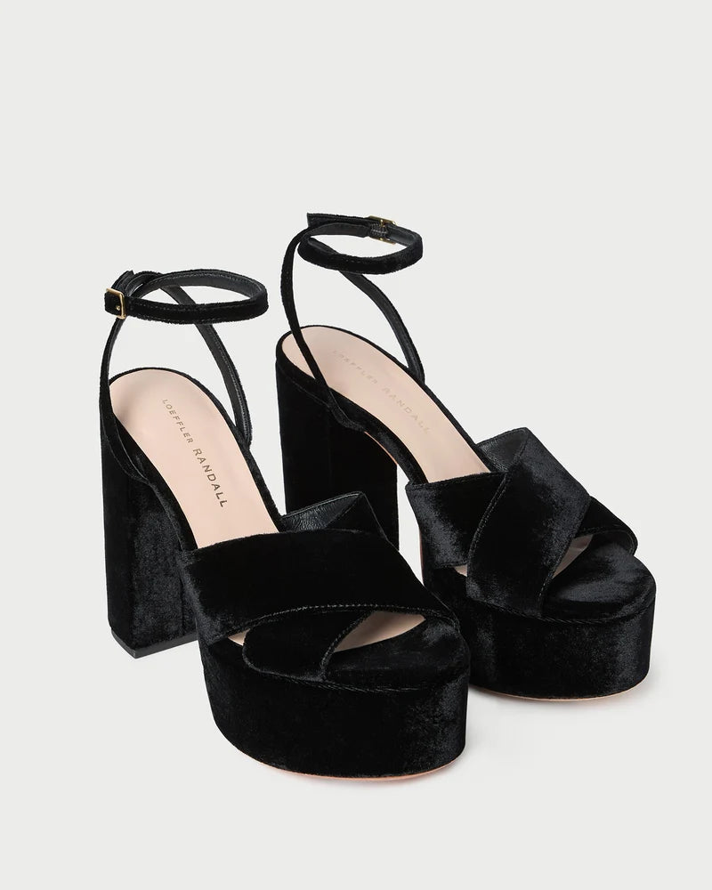 Loeffler Randall Loretta Velvet Platform Sandal - Black