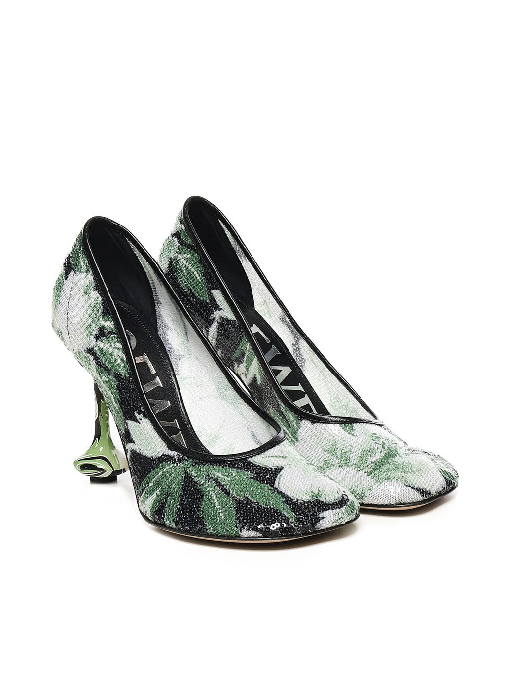 LOEWE Toy In Sequins Neckline Heel - Black/Hibiscus Green
