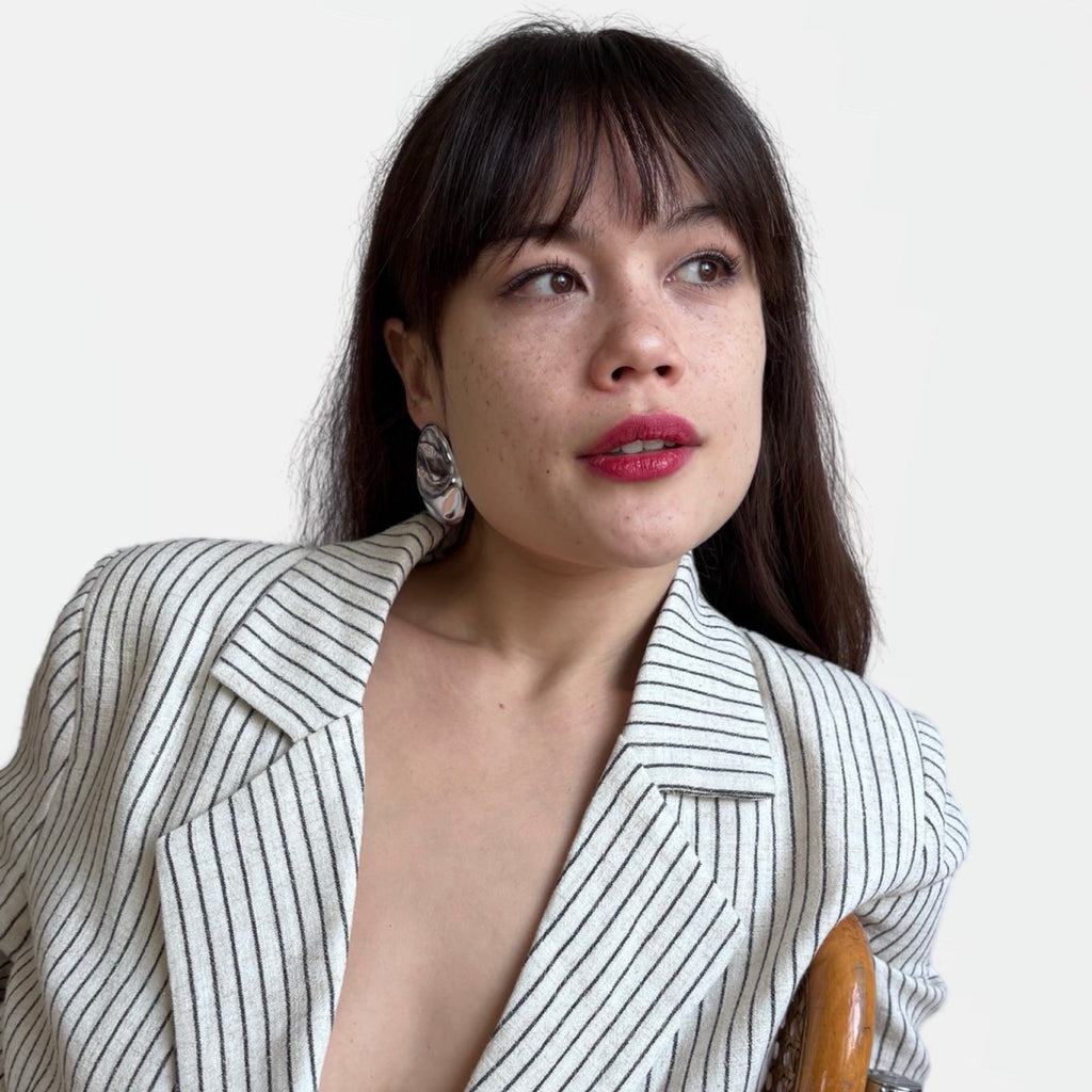 London Atelier Byproduct Silver Big Geometric Oval Earrings