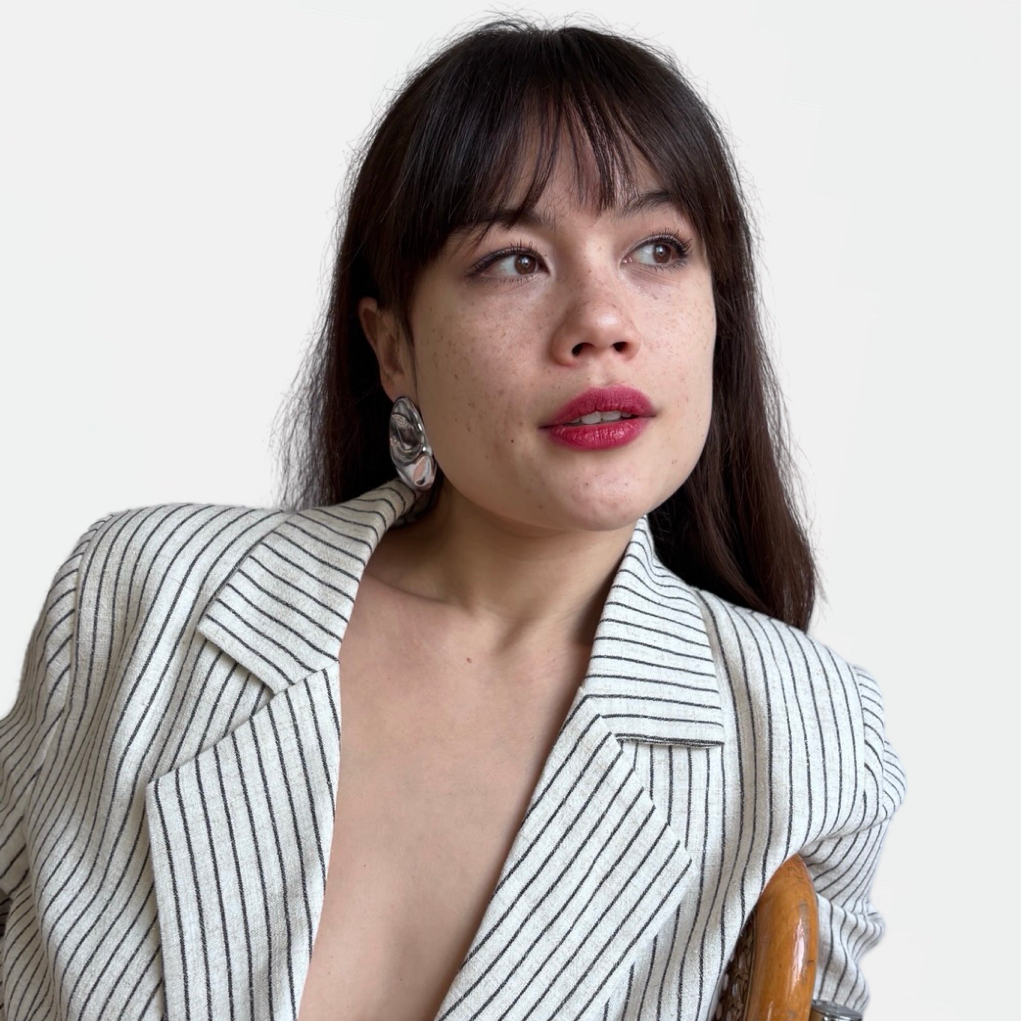 London Atelier Byproduct Silver Big Geometric Oval Earrings