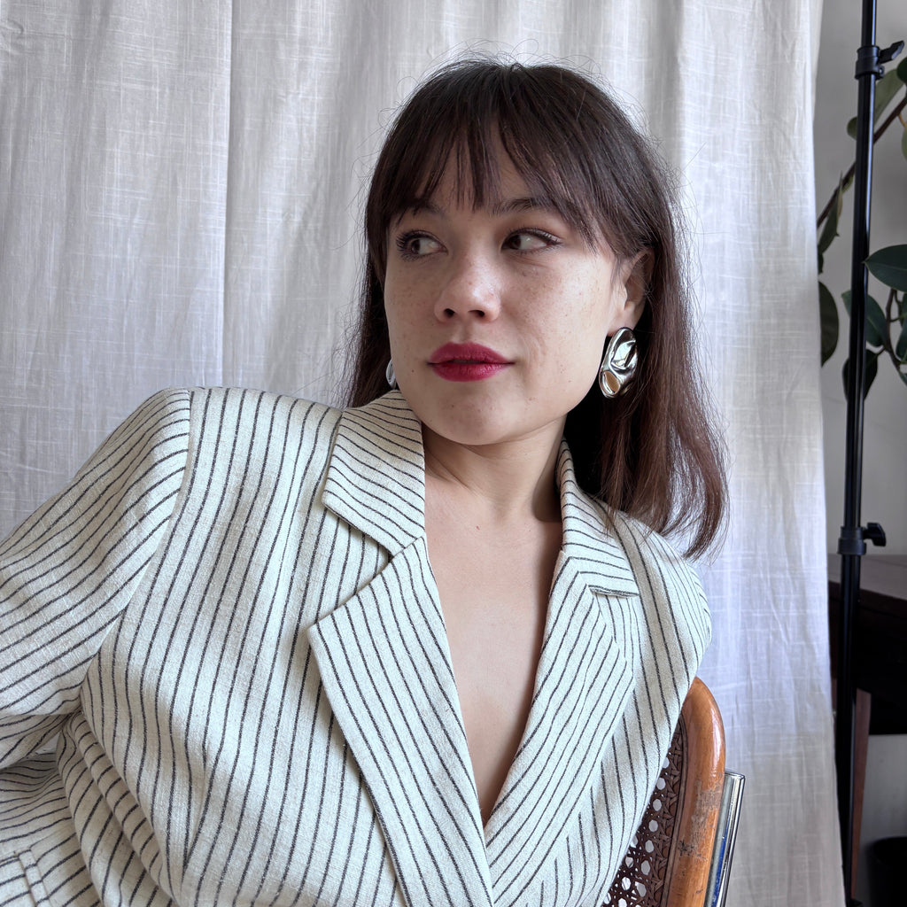 London Atelier Byproduct Silver Big Geometric Oval Earrings