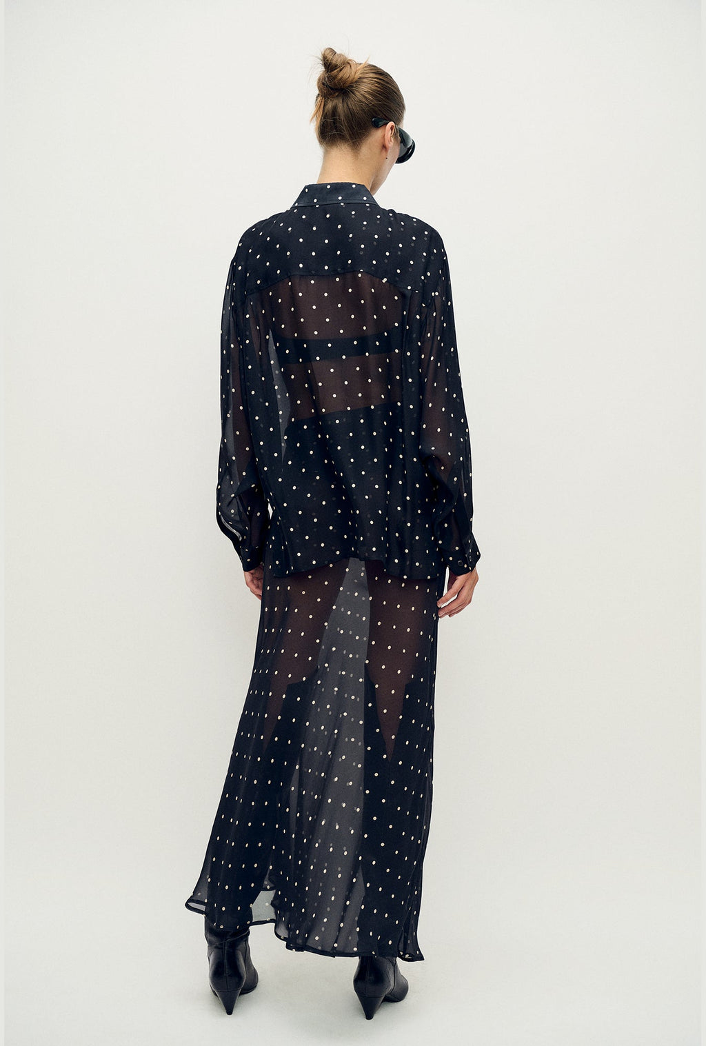 Silk Laundry Long Bias Cut Skirt - Small Polka Dot
