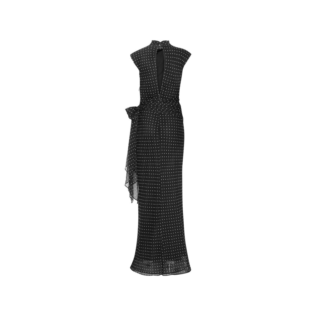 ROTATE Birger Christensen Estrid Long Tie Dress - Black Combo