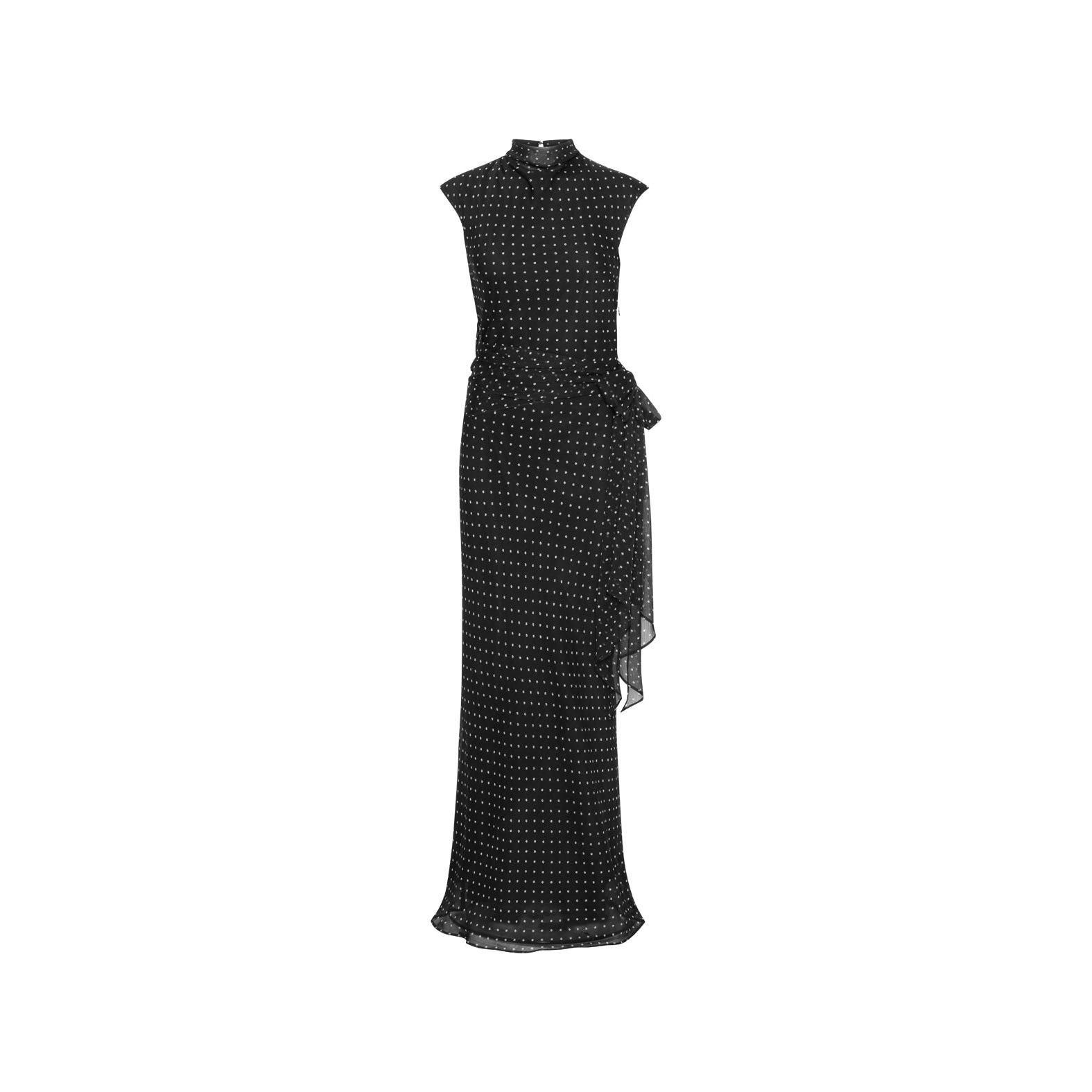 ROTATE Birger Christensen Estrid Long Tie Dress - Black Combo