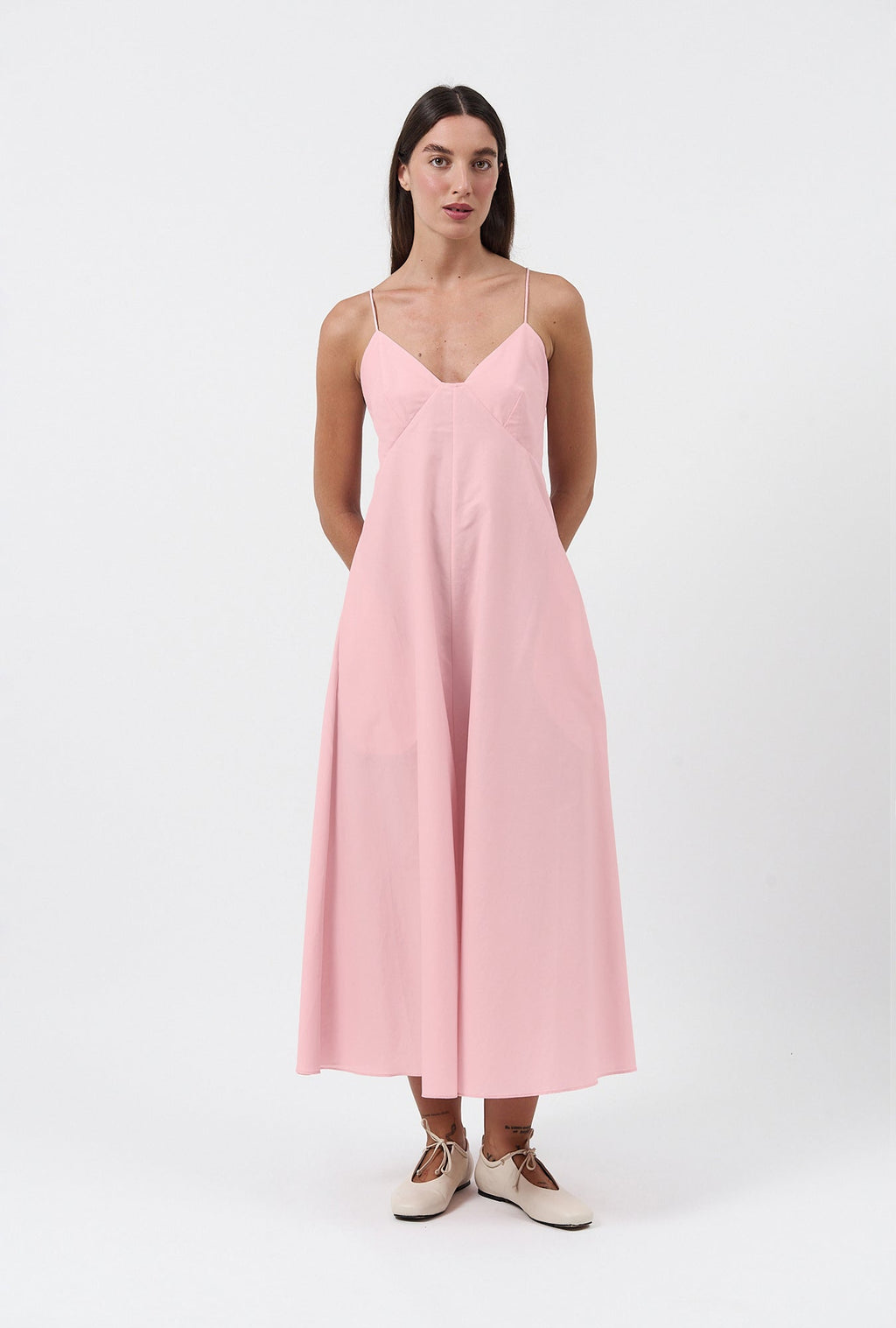 Silk Laundry Long Maxi Dress - Vintage Pink
