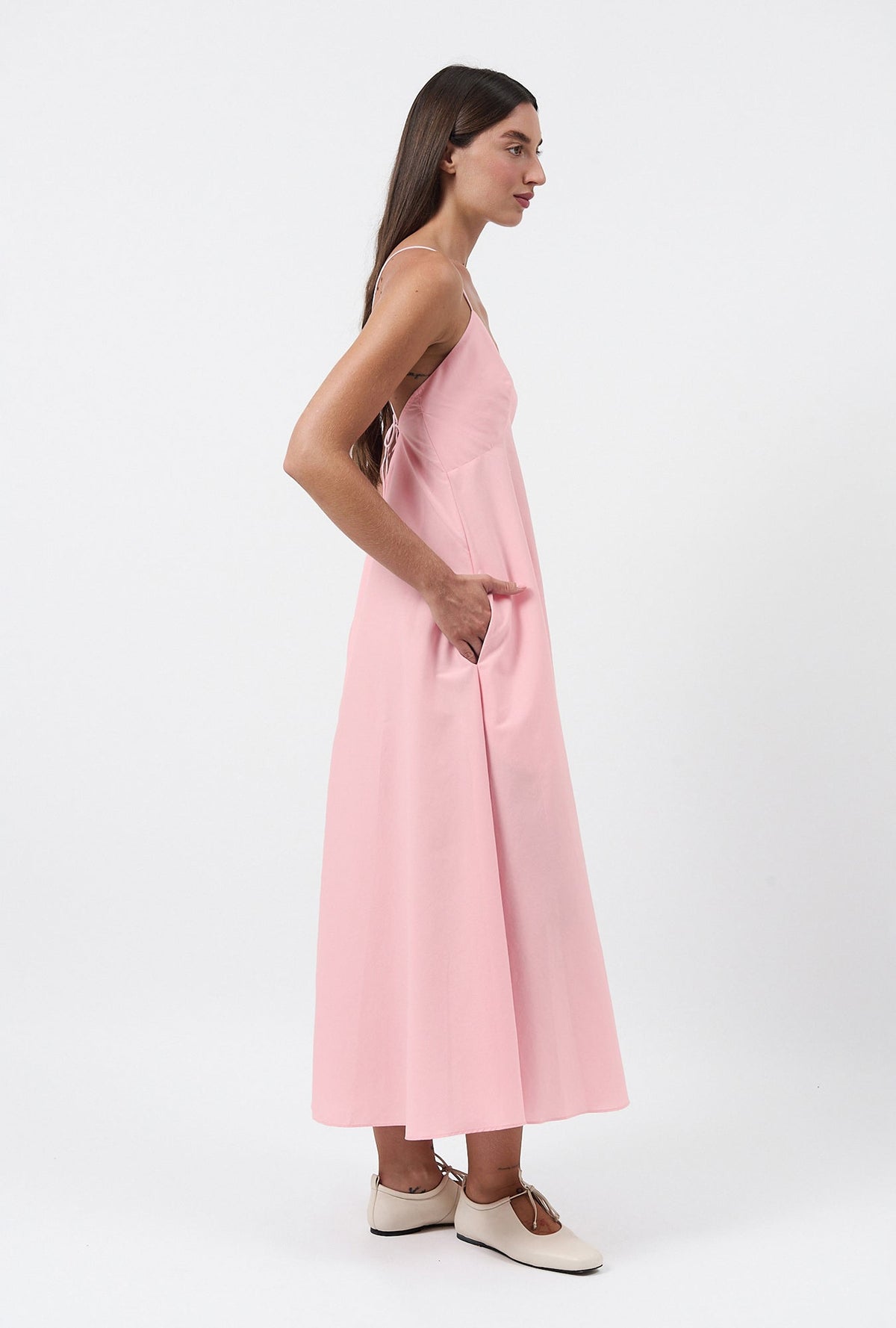 Silk Laundry Long Maxi Dress - Vintage Pink