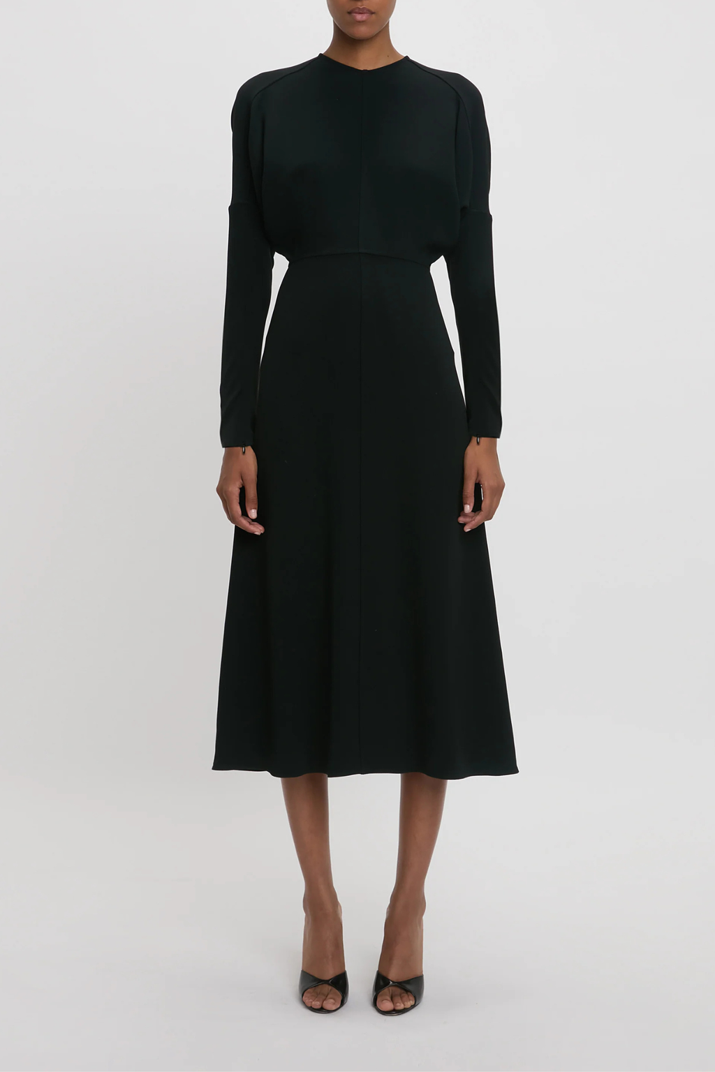 Victoria Beckham Long Sleeve Dolman Midi Dress - Black