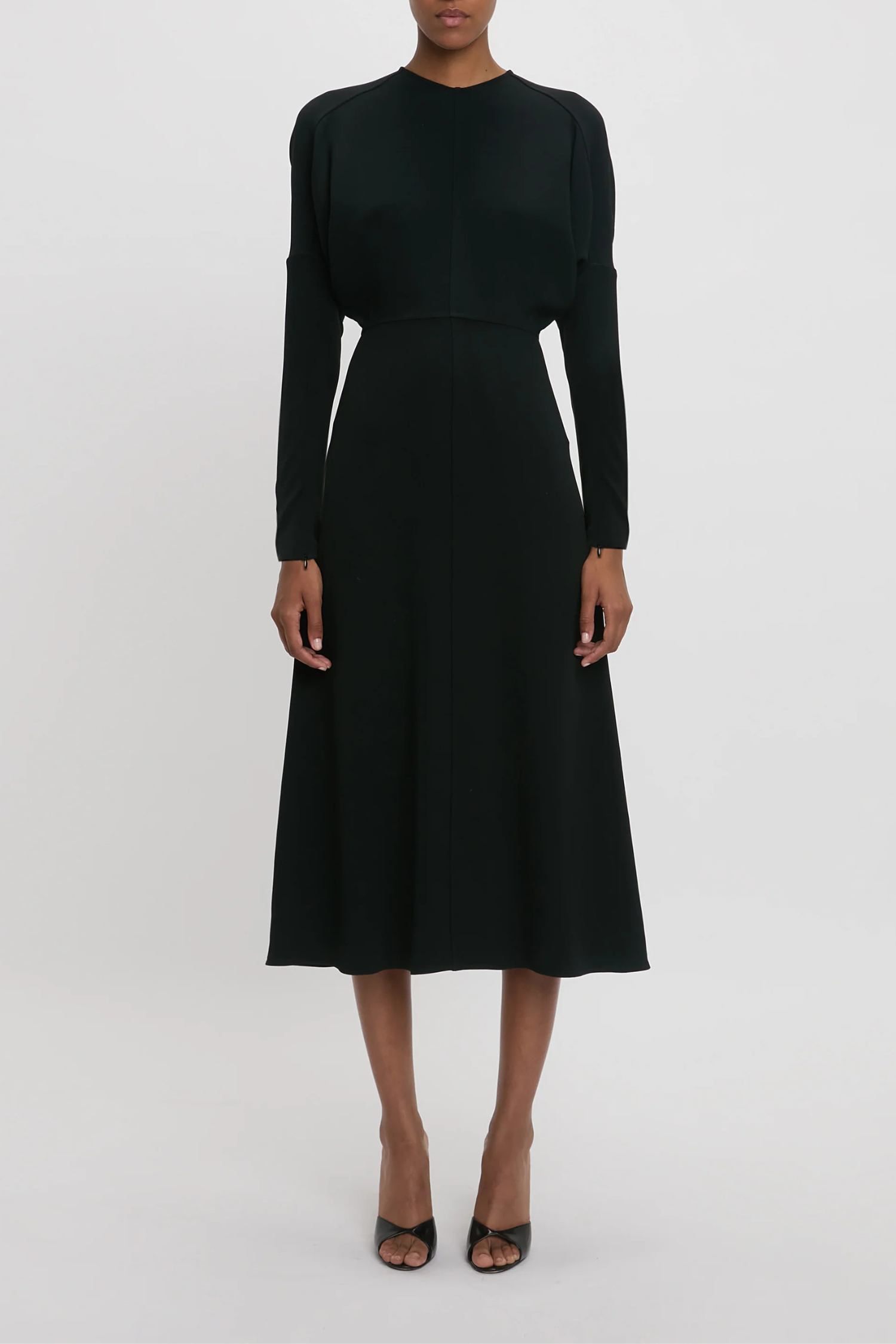 Victoria Beckham Long Sleeve Dolman Midi Dress - Black