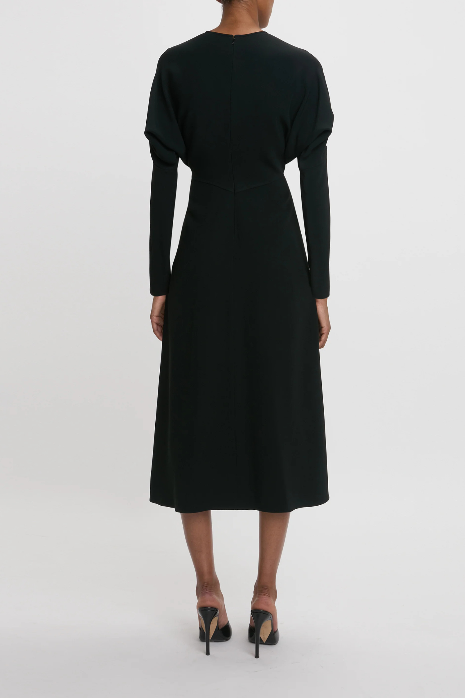 Victoria Beckham Long Sleeve Dolman Midi Dress - Black