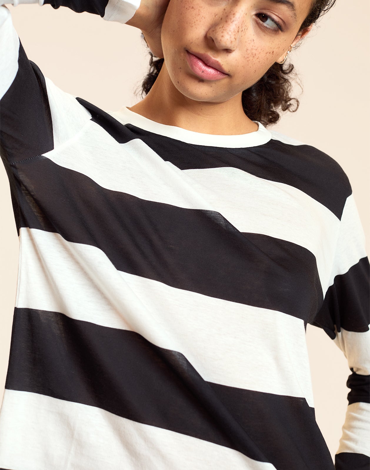 Cynthia Rowley Long Sleeve Everyday Tee - Black/White