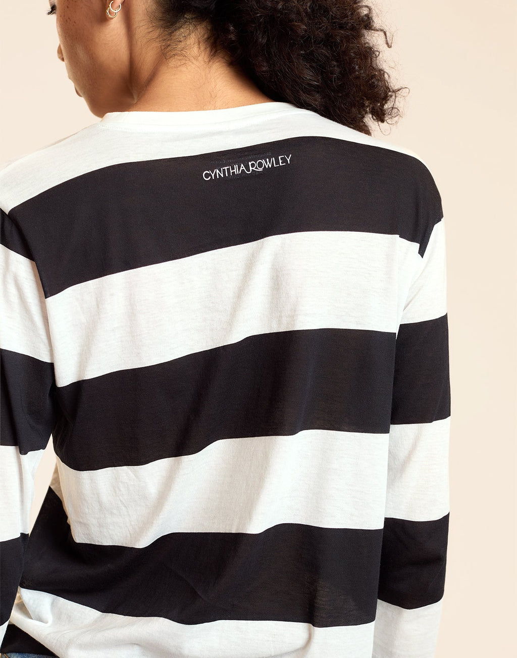 Cynthia Rowley Long Sleeve Everyday Tee - Black/White