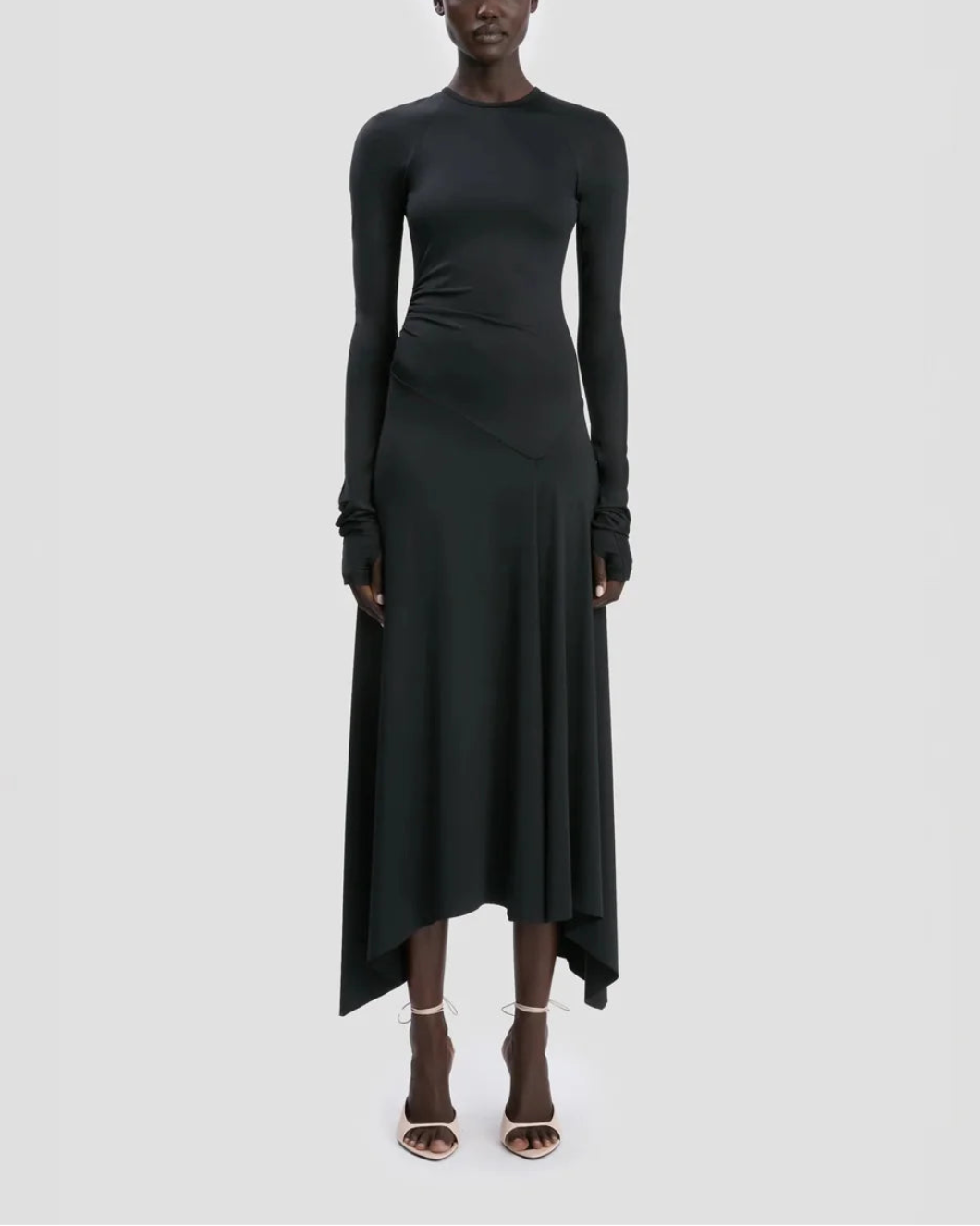 Victoria Beckham Long Sleeve Midi Dress - Black