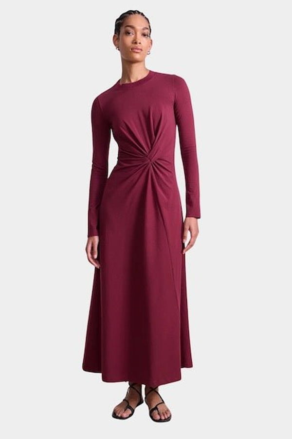 Apiece Apart Long Sleeve Volta Dress - Black Cherry