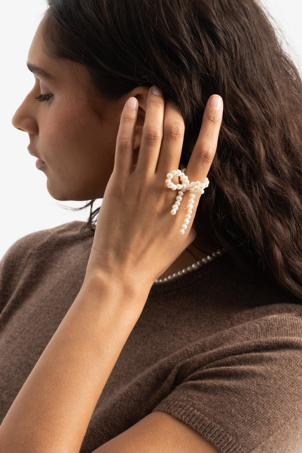 Completedworks Loop The Loop Pearl Ring - 18ct Gold Plated