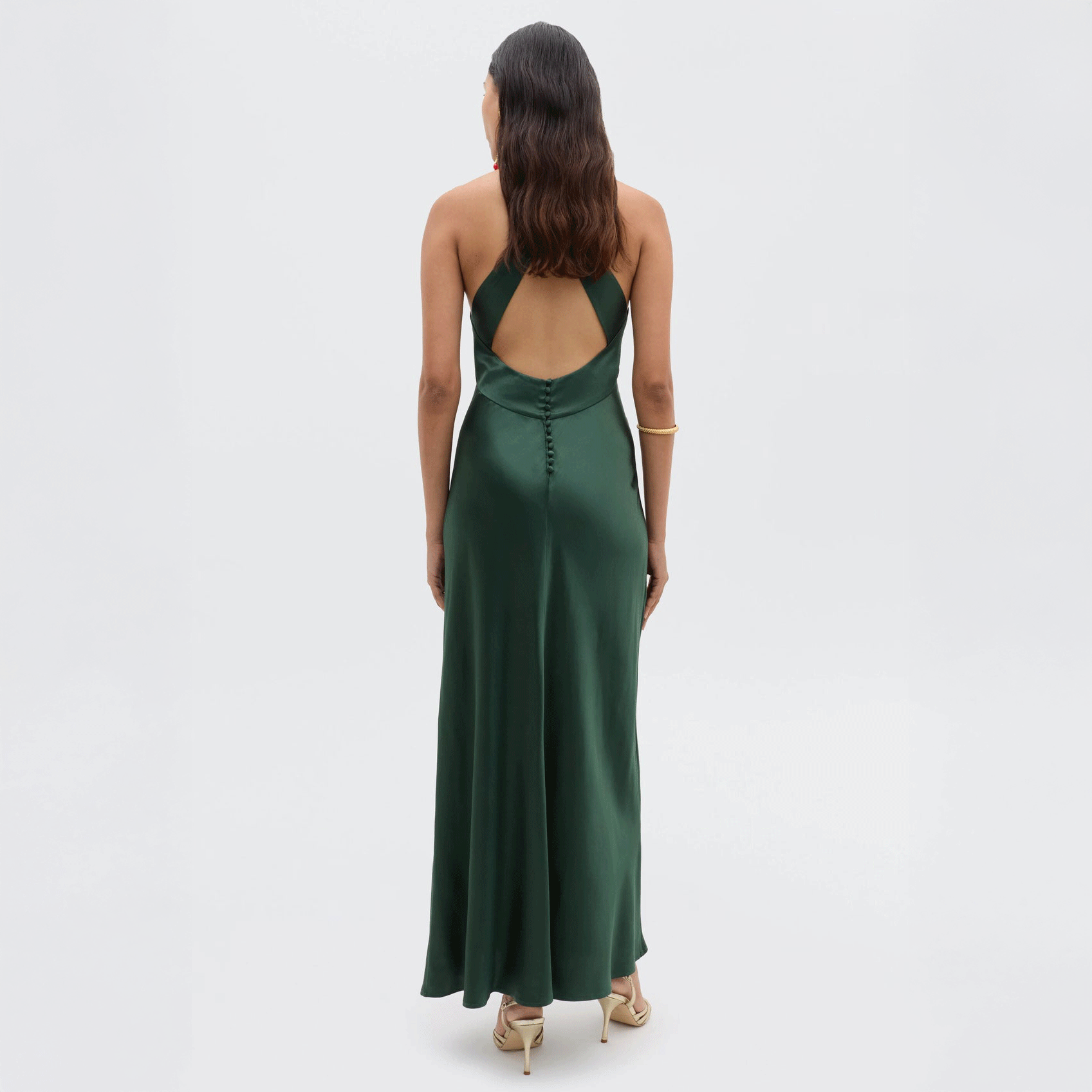 RIXO LONDON Losanna Satin Gown - Forest Green