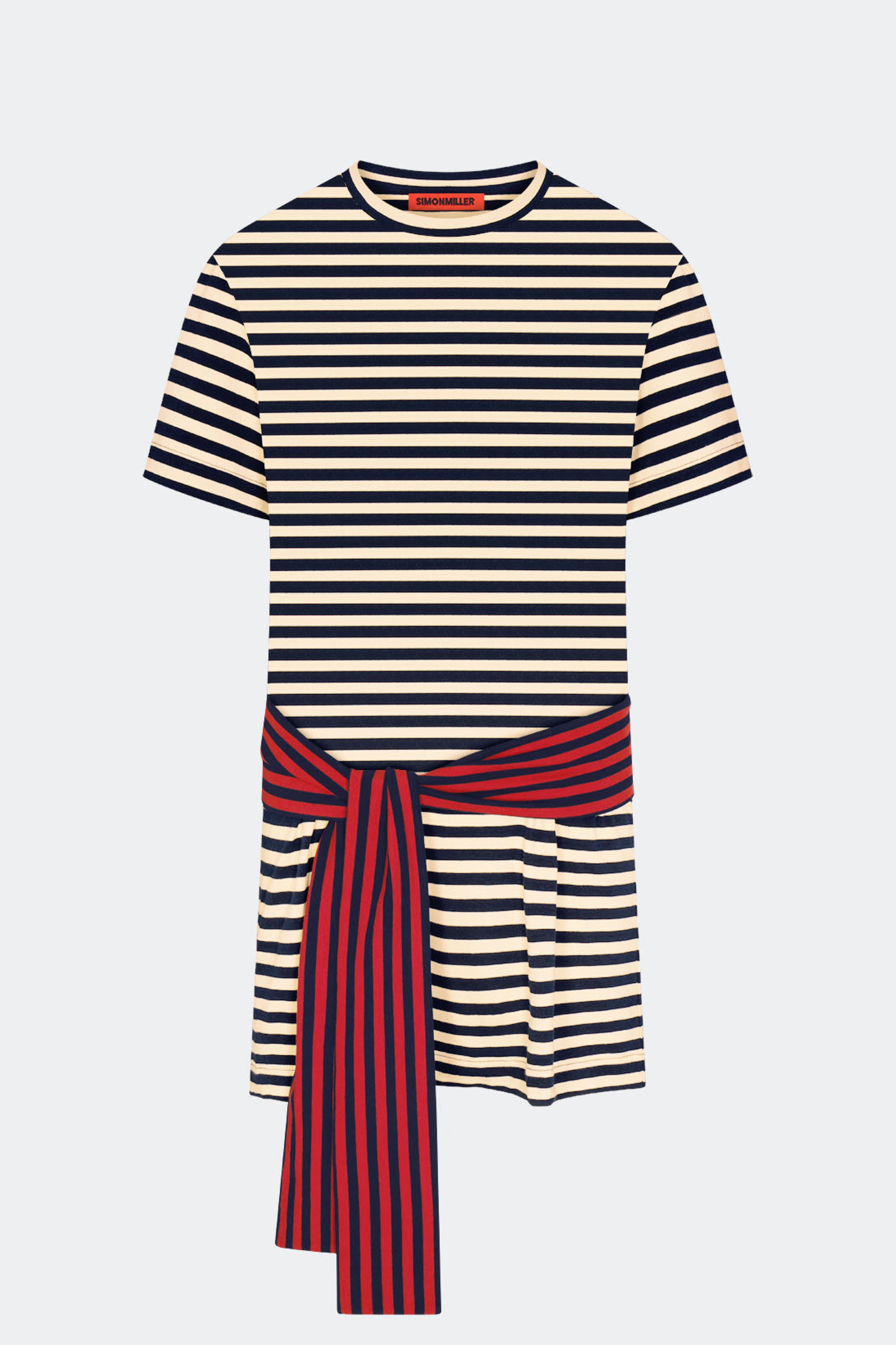 Simon Miller Lottie T-Shirt Dress - Navy Stripe Combo