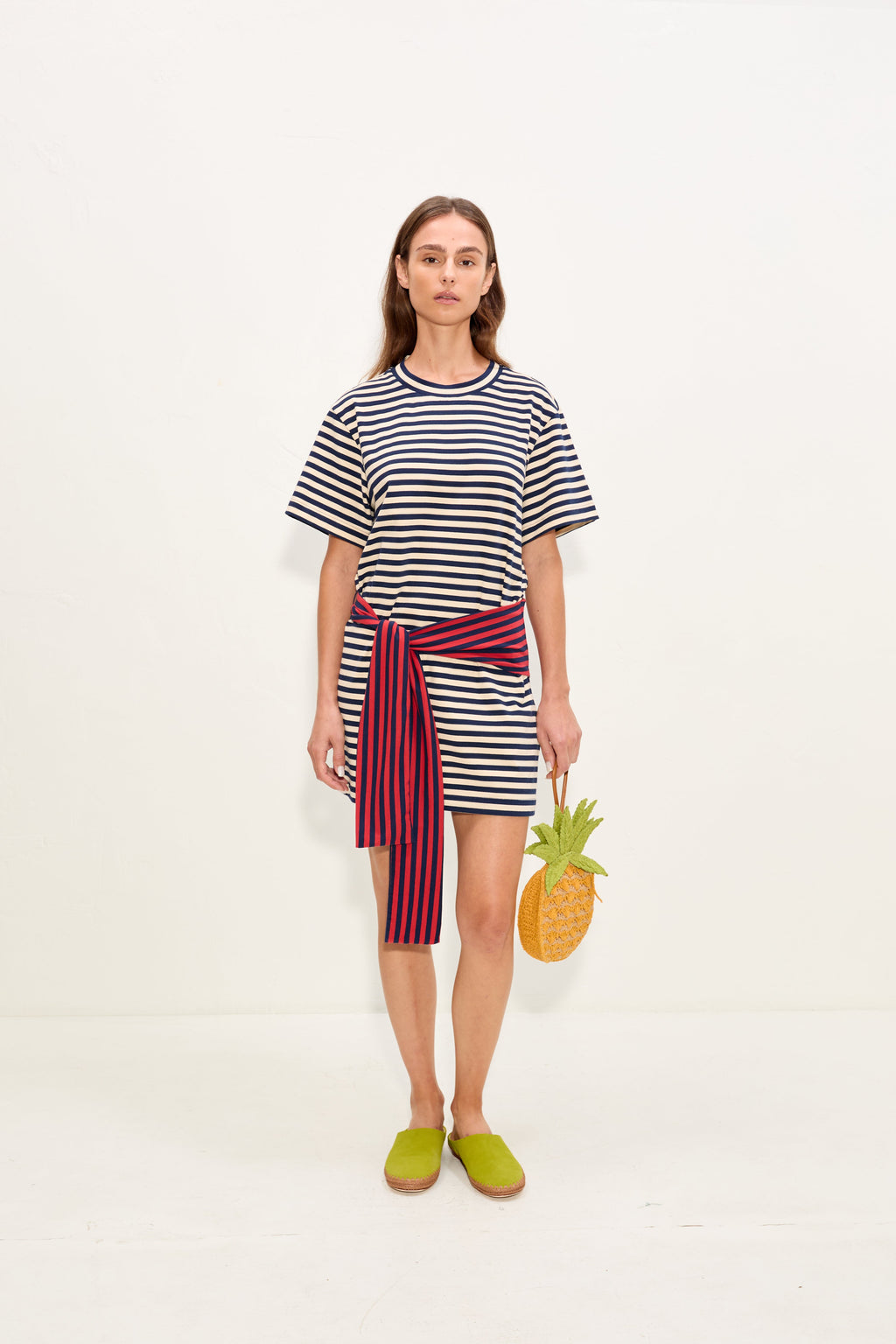 Simon Miller Lottie T-Shirt Dress - Navy Stripe Combo