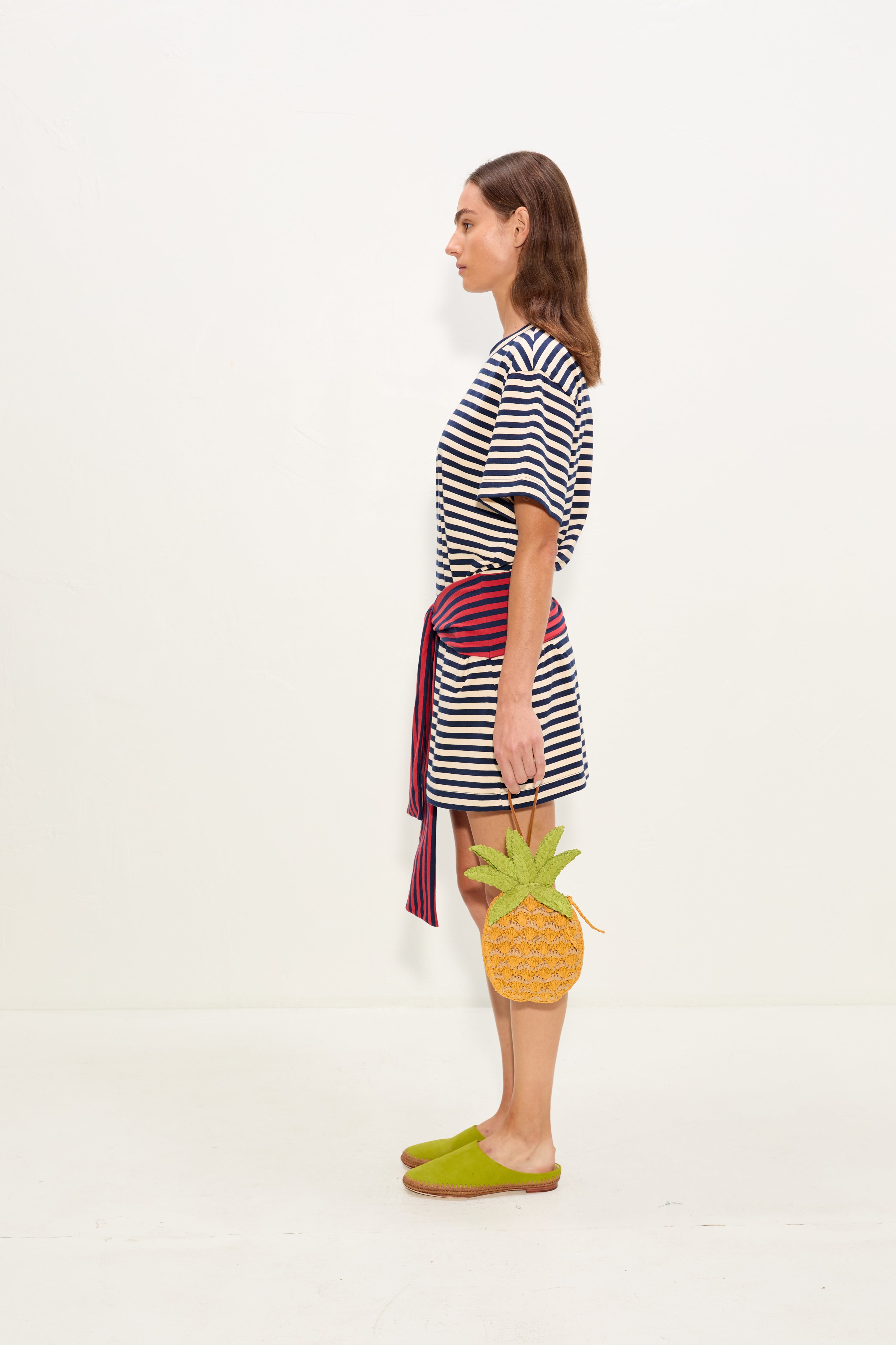Simon Miller Lottie T-Shirt Dress - Navy Stripe Combo