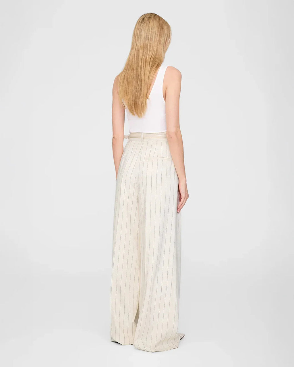 Anine Bing Lou Trouser - Cream and Black Stripe