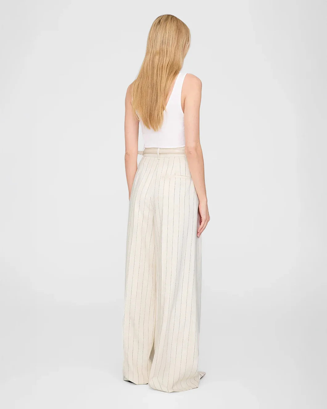 Anine Bing Lou Trouser - Cream and Black Stripe