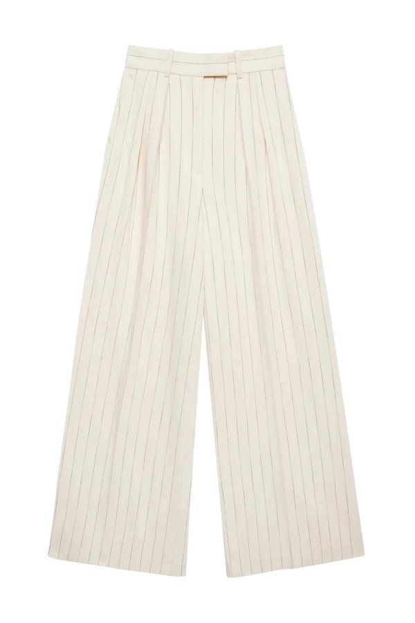 Anine Bing Lou Trouser - Cream and Black Stripe