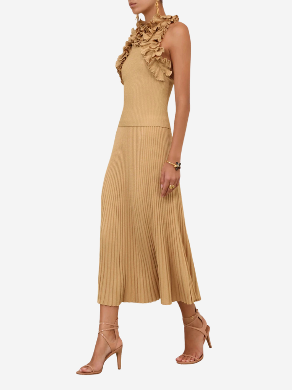 Zimmermann Luna Metallic Midi Skirt - Metallic Gold