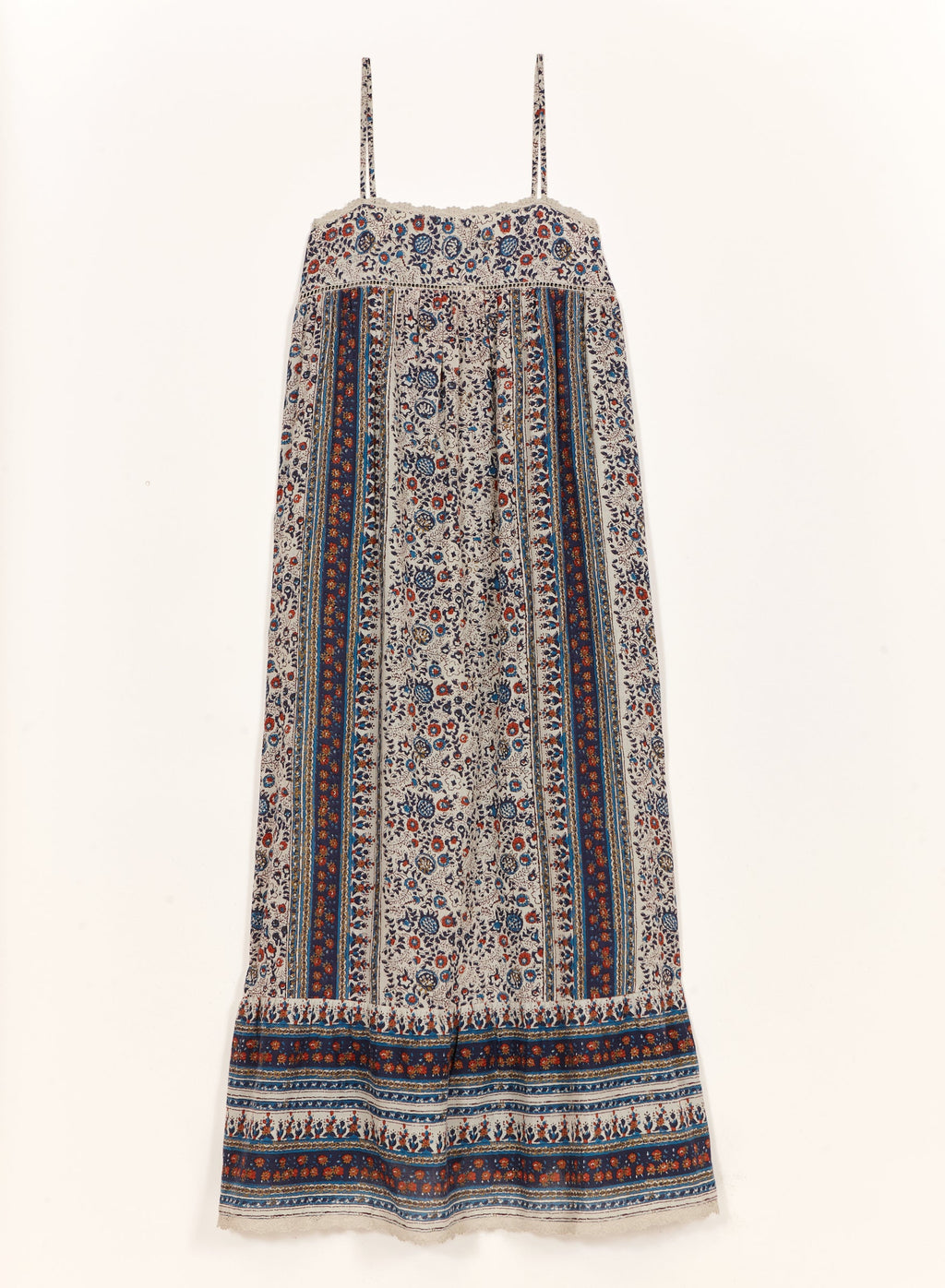 M.A.B.E Cass Print Maxi Dress - Indigo/Rust