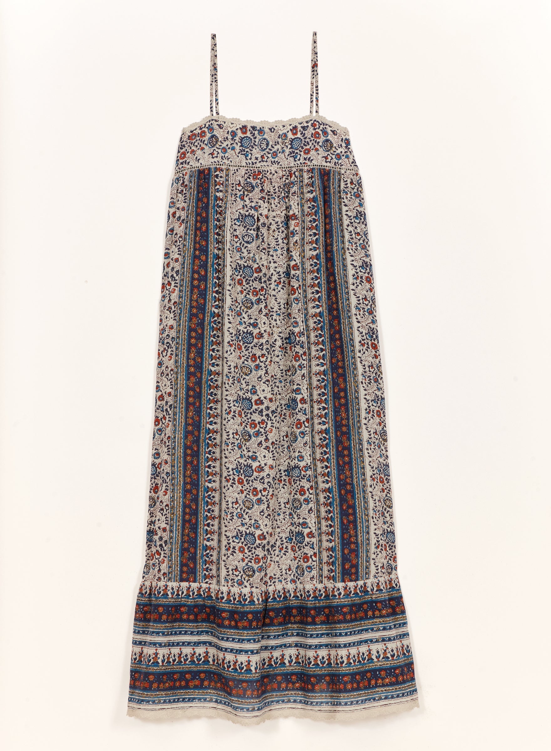 M.A.B.E Cass Print Maxi Dress - Indigo/Rust