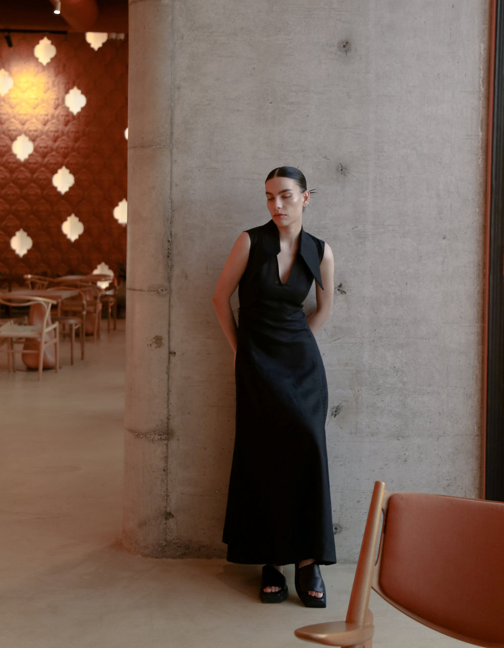 MAET AMARI Sleeveless Maxi Linen Dress - Black