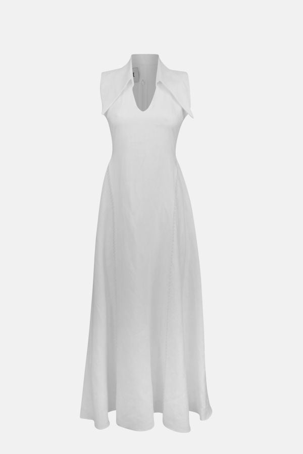 MAET AMARI Sleeveless Maxi Linen Dress - White