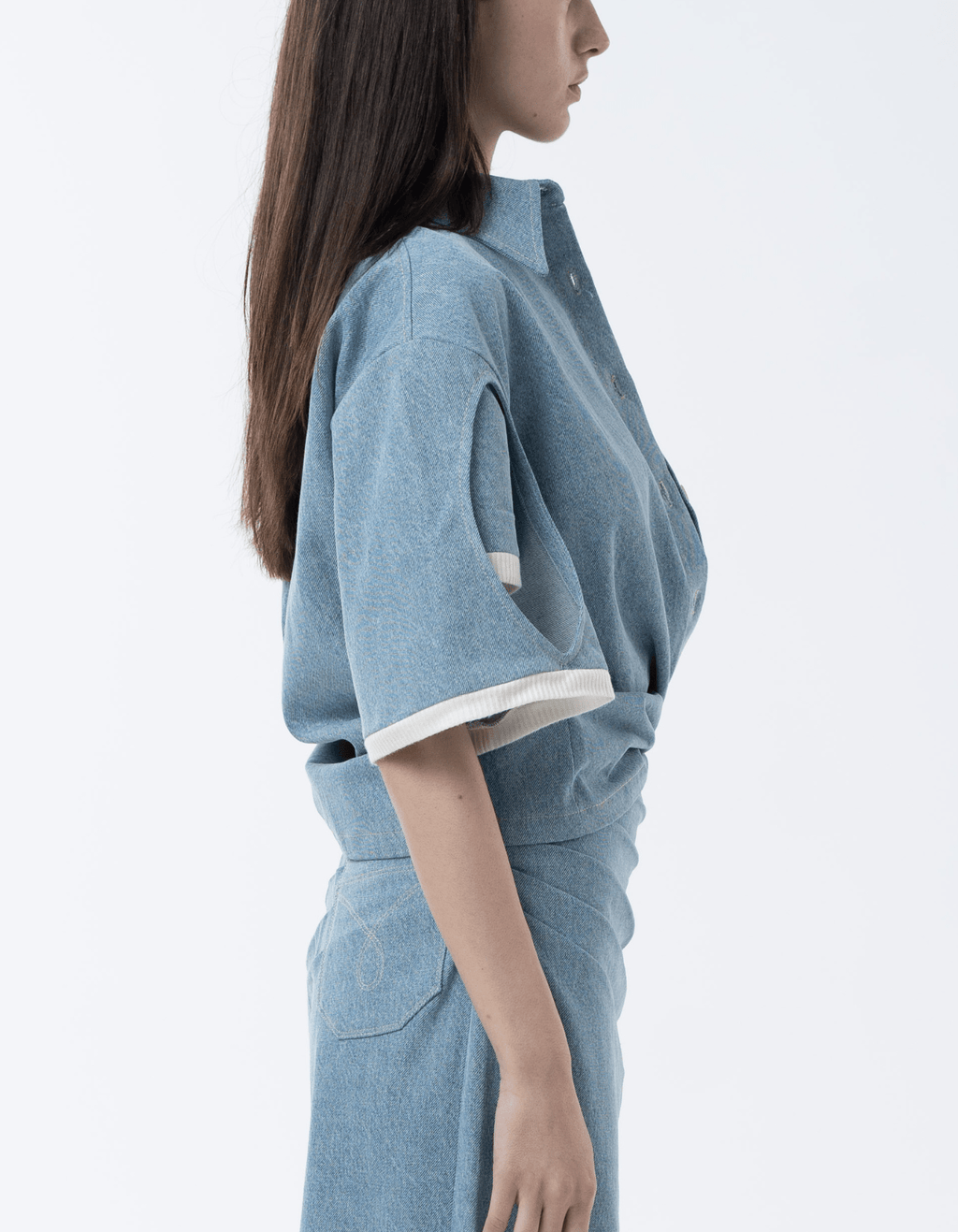MAET Crystal Denim Shirt - Light Blue