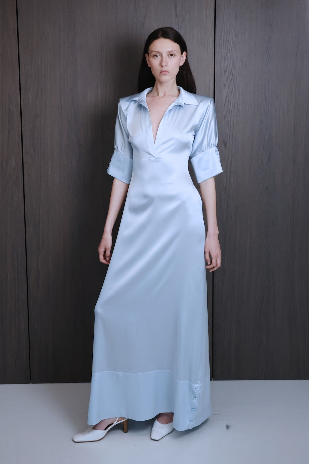 MAET Loila Silk Maxi Dress - Light Blue