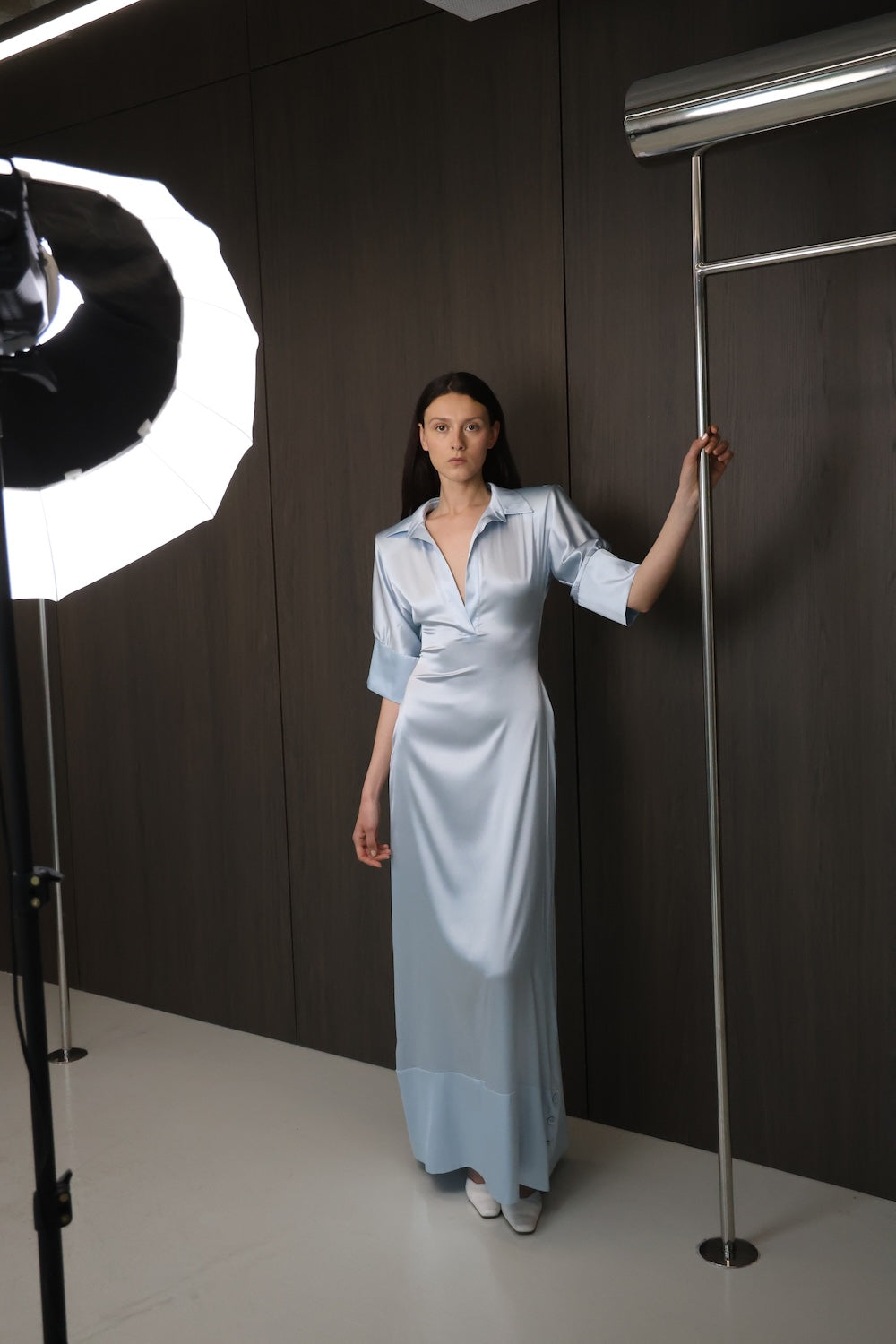 MAET Loila Silk Maxi Dress - Light Blue