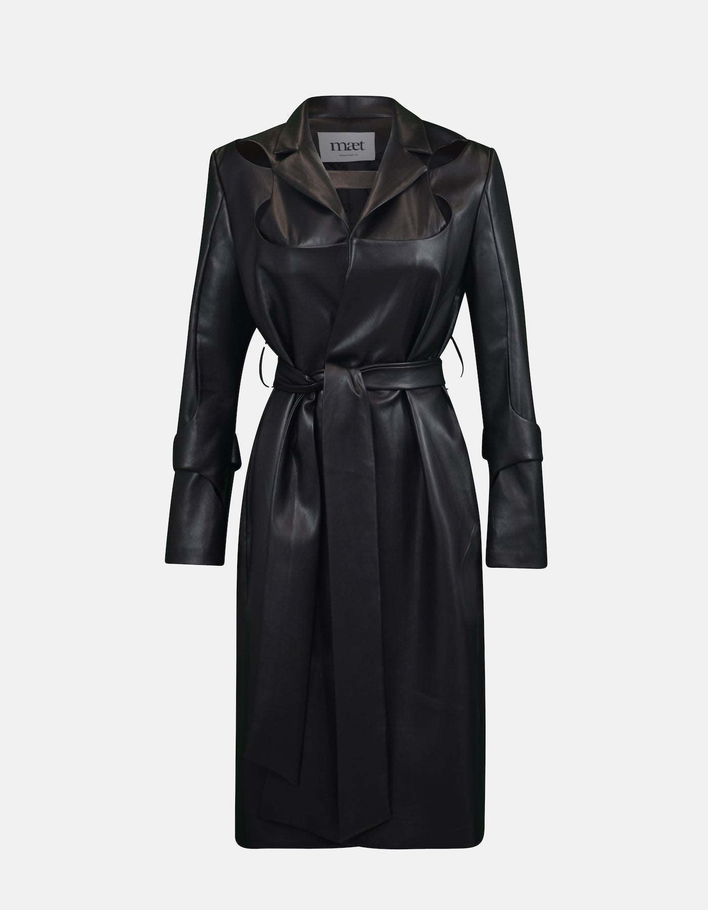MAET Mire Vegan Leather Coat - Black