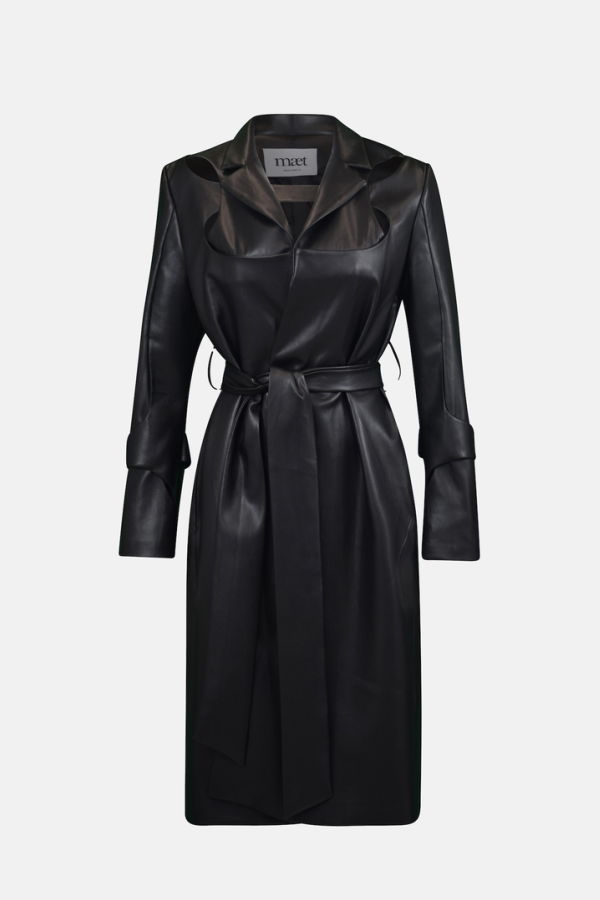 MAET Mire Vegan Leather Coat - Black