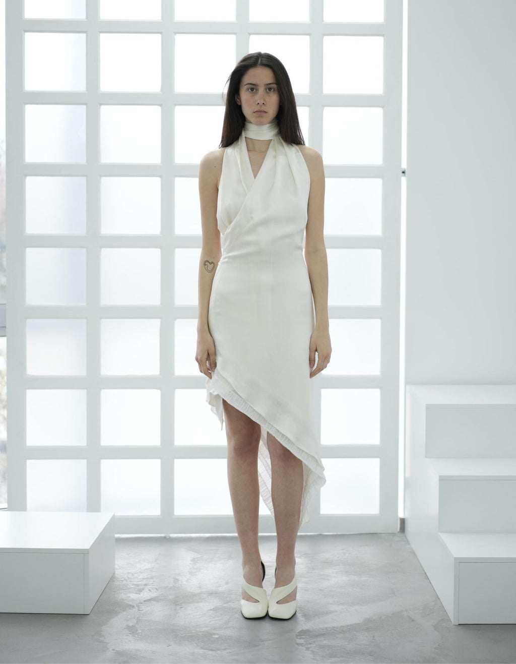 MAET NYRE Silk Midi Dress - White