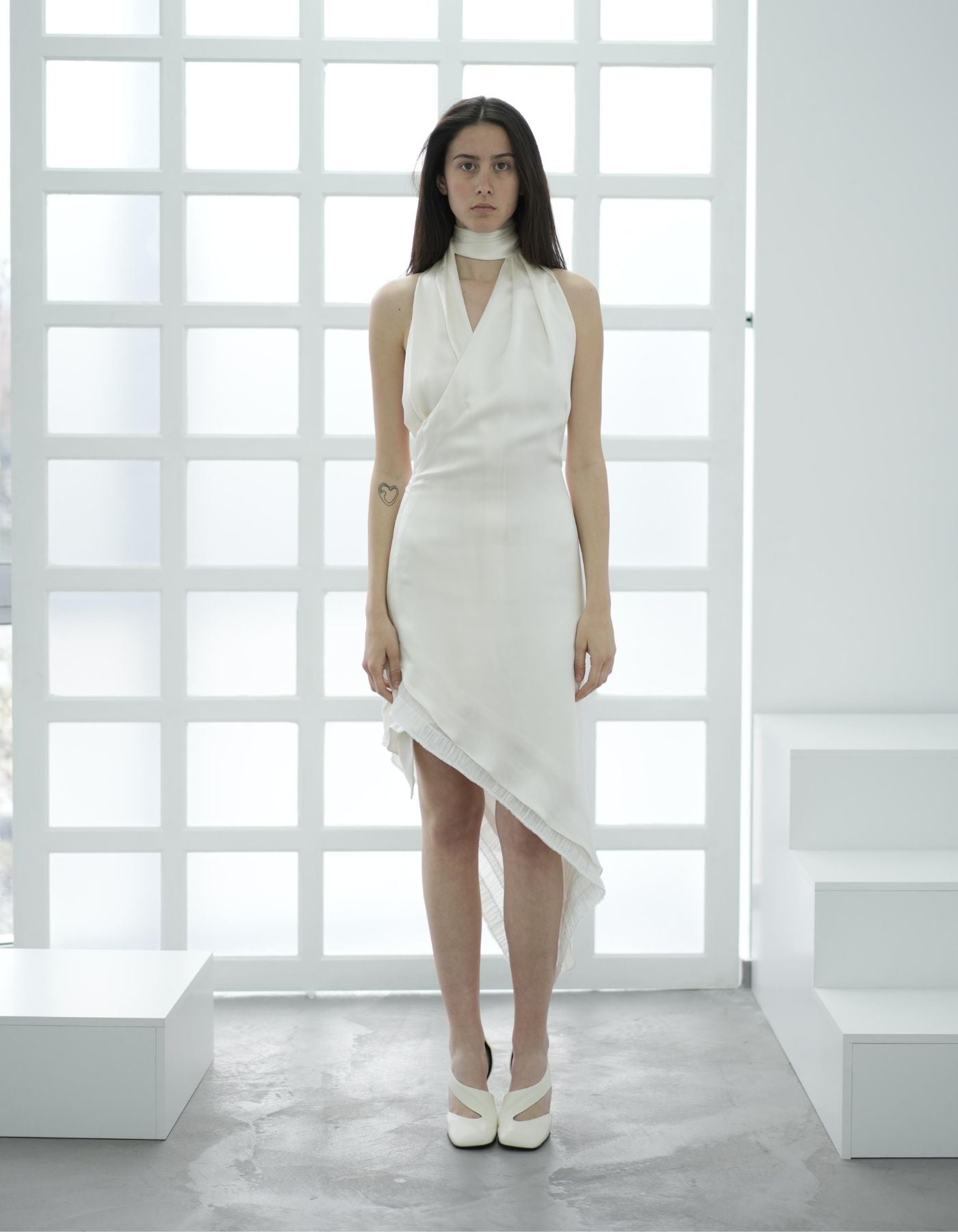 MAET NYRE Silk Midi Dress - White
