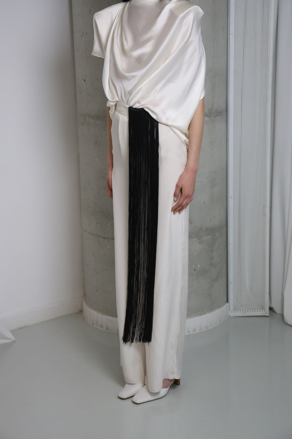 MAET Relian Silk Pants with Fringe - Ivory