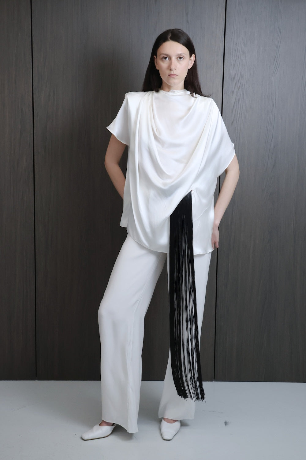 MAET Relian Silk Pants with Fringe - Ivory