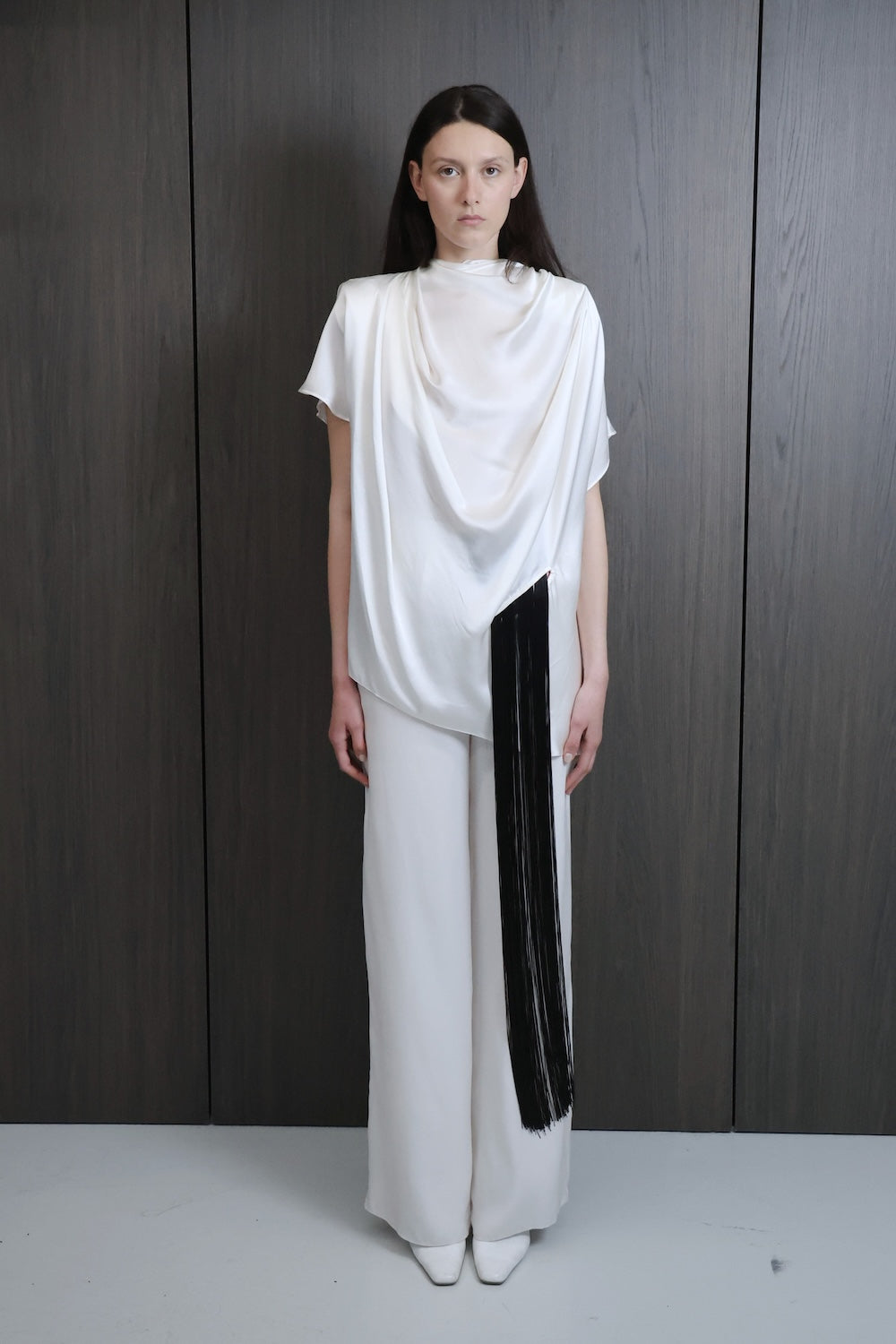 MAET Relian Silk Pants with Fringe - Ivory