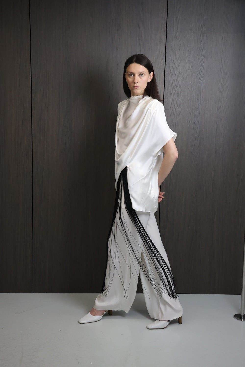 MAET Relian Silk Pants with Fringe - Ivory