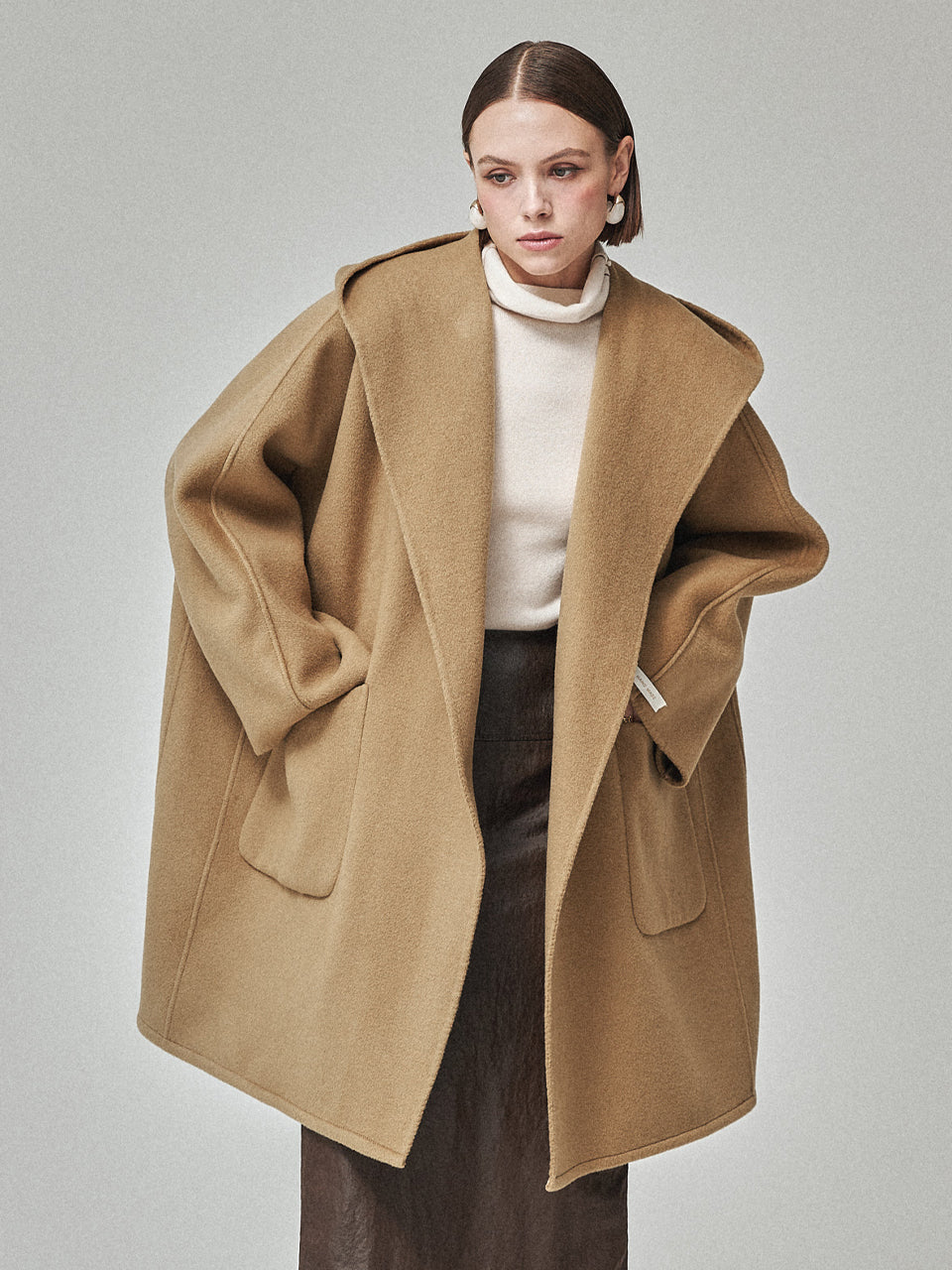 MAISON DE INES Handmade Hooded Cape Coat - Golden Camel